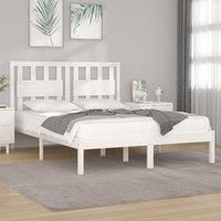 Bed Frame White Solid Wood Pine 150x200 cm King Size