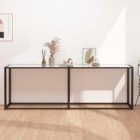 Console Table White Marble 220x35x75.5cm Tempered Glass