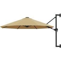 Wall-Mounted Parasol with Metal Pole 300 cm Taupe