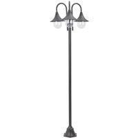 Garden Post Light E27 220 cm Aluminium 3-Lantern Bronze