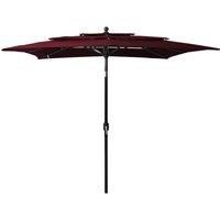 3-Tier Parasol with Aluminium Pole Bordeaux Red 2.5x2.5 m