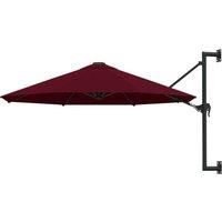 Wall-Mounted Parasol with Metal Pole 300 cm Burgundy