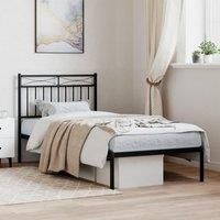 Metal Bed Frame with Headboard Black 90x190 cm Single