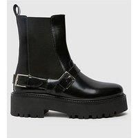 Schuh Ariah Leather Buckle Boot - Black