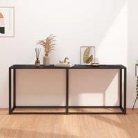 Console Table Black Marble 180x35x75.5cm Tempered Glass