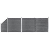 WPC Fence Set 3 Square + 1 Slanted 619x186 cm Grey