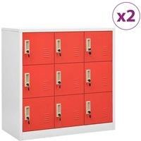 Locker Cabinets 2 pcs Light Grey and Red 90x45x92.5 cm Steel