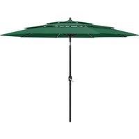 3-Tier Parasol with Aluminium Pole Green 3 m