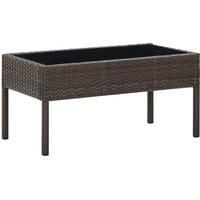 Garden Table Brown 75x40x37 cm Poly Rattan