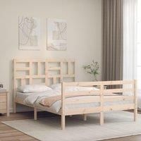 Bed Frame with Headboard Double Solid Wood