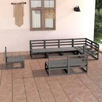 8 Piece Garden Lounge Set Grey Solid Pinewood