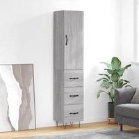 Highboard Grey Sonoma 34.5x34x180 cm Engineered Wood