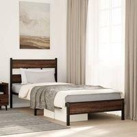 Bed Frame without Mattress Brown Oak 100x200 cm Engineered Wood