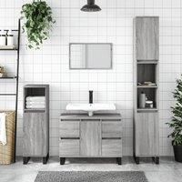 Bathroom Cabinet Grey Sonoma 30x30x100 cm Engineered Wood