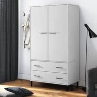 Wardrobe with Metal Legs White 90x55x172.5 cm Solid Wood OSLO