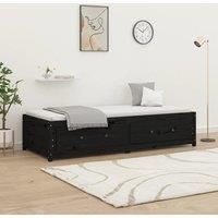 Day Bed Black 75x190 cm Small Single Solid Wood Pine