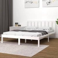 Bed Frame White Solid Wood Pine 160x200 cm