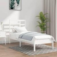 Bed Frame White Solid Wood 90X190 cm Single