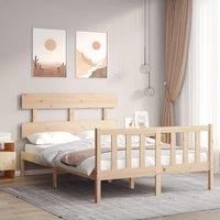 Bed Frame with Headboard Small Double Solid Wood