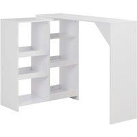 Bar Table with Moveable Shelf White 138x39x110 cm