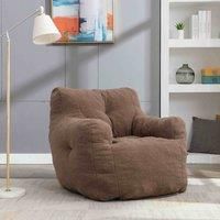 Soft Tufted Foam Kids Chair with Teddy Fabric, Bean Bag Chairs, Comfy Lazy Sofa for Living Room and Bedroom, 100x94x70 cm, Brown Aosom UK