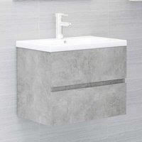 Sink Cabinet with Built-in Basin Concrete Grey Engineered Wood