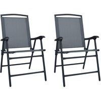 Folding Garden Chairs 2 pcs Texilene Grey