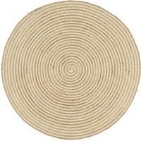 Handmade Rug Jute with Spiral Design White 120 cm