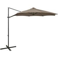 Cantilever Umbrella with Pole and LED Lights Taupe 300 cm