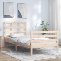 Bed Frame with Headboard Single Solid Wood