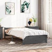 Bed Frame Grey Solid Wood 75x190 cm Small Single