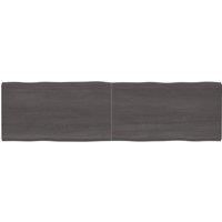 Table Top Dark Grey 220x60x(2-6) cm Treated Solid Wood Live Edge