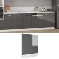 Dishwasher Panel High Gloss Grey 59.5x3x67 cm Engineered Wood