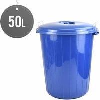 Sterling Ventures 50L Garden Waste Rubbish Dust Bin With Locking Lid (blue)