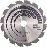 Bosch 2608640635 Wood Construct Circular Saw Blade, 230mm x 2.8mm x 30mm, 16Teeth, Silver