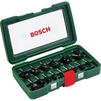 Bosch 15-Piece Hard Metal Router Bit Set (for Wood, Shank Ø 8 mm, Accessories for Routers)