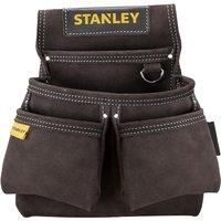 STANLEY STST1-80116 Leather Double Nail Pocket Pouch - Black