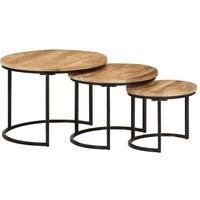 Nesting Tables 3 pcs Solid Rough Wood Mango