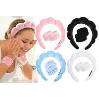 3-Pcs Headband And Wrist Washband Set - 4 Colours - Black