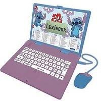 Lexibook JC598Di1 Disney Stitch-Bilingual English/French Educational Laptop, 124 Language Activities, Writing, Maths, Logic, Music and Games, Boys and Girls, Blue/purple