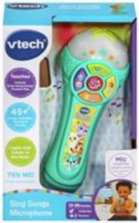 VTech Baby Sing Songs Microphone, Interactive Microphone Toy with 4 Buttons for Animals, Sounds & Numbers, Flashing Lights & Music, Musical Toy for Babies 12, 18, 24 months +, English Version