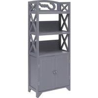 Bathroom Cabinet Grey 46x24x116 cm Paulownia Wood