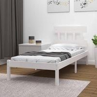 Bed Frame White Solid Wood 90x190 cm Single