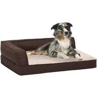 Ergonomic Dog Bed Mattress 60x42 cm Linen Look Fleece Brown