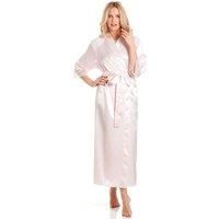 English Made Long Satin Dressing Gown With Lace Detail