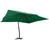 Cantilever Umbrella with Wooden Pole 400x300 cm Green