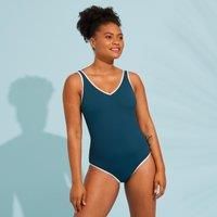 Women's Aquafitness One-piece Swimsuit Ines Blue White