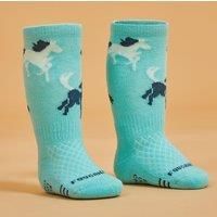 Horse Riding Socks 500 Baby - Turquoise/green With Designs