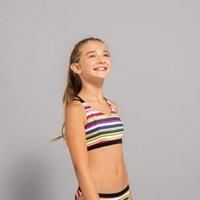 Girl's Surf Swimsuit Top Coral Striped 500