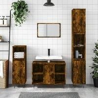 Bathroom Cabinet Smoked Oak 80x33x60 cm Engineered Wood